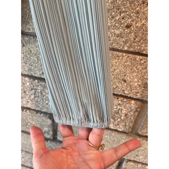 J.Crew Small Pleated Long-Sleeve Top With Ruffle Detail In Light Blue - Picture 4 of 9